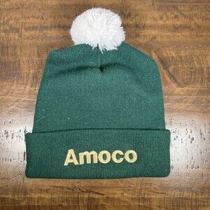 Vintage Amoco winter hat logo stocking knit cap benie snow